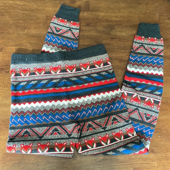 SALE - American Eagle Sweater Knit Fox and Candy Cane Leggings - Small - Picture 2 of 6